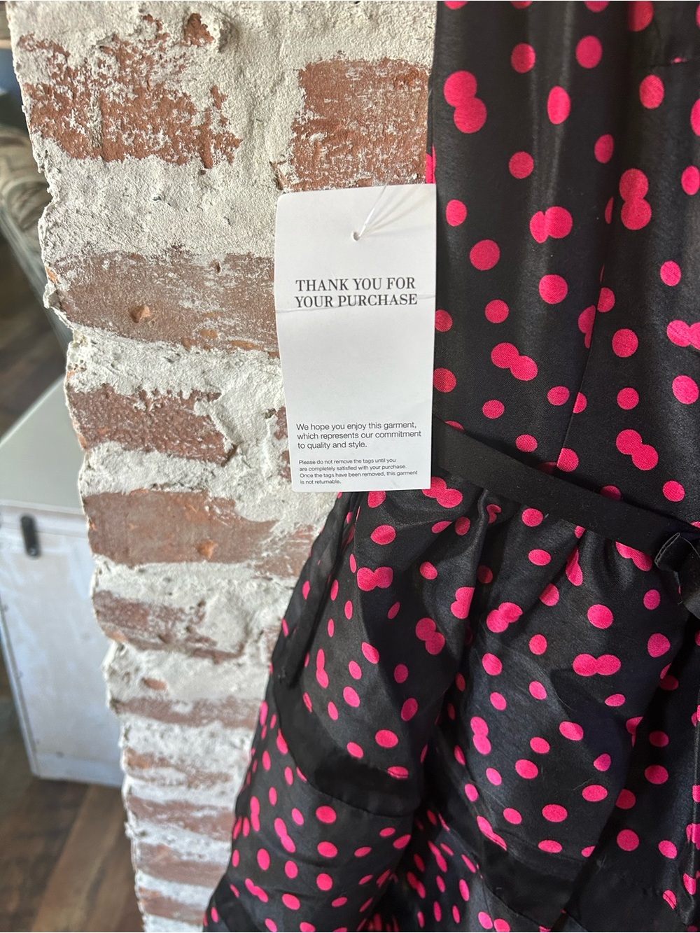 NWT TAYLOR Patterned & Striped Midi Dress with Pink Dots, Lined, w/Taffeta Under - Picture 16 of 16